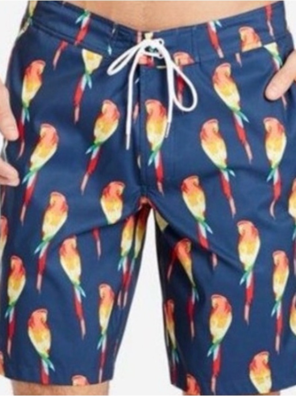 Bonobos Parrot Print Swim Trunks Men’s Size 38 7” Inseam Board Shorts Blue